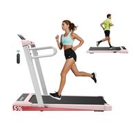 LSLIFE Folding Treadmill with 5% Incline, 3 in 1 Foldable Walking Pad for Home 2.5HP Under Desk Running Machine with Remote Control LED Display for Home Office 10 km/h (Pink)