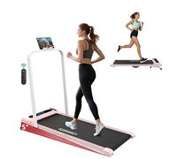 LSLIFE Folding Treadmill with 9% Incline, 3 in 1 Foldable Walking Pad for Home 2.5HP Under Desk Running Machine with Remote Control LED Display for Home Office 6 km/h (Pink)