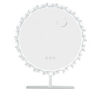 LSLIFE Vanity Makeup Mirror with Led Lights, 3 Color Dimmable Hollywood Tabletop Makeup Mirrors Round 300° Rotating Vanity Mirror with Detachable 10x Magnifying Mirror (54L x 45W cm-Petal Edge)