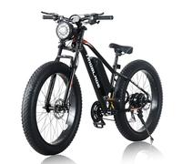 LSLIKE 26''x4'' Electric Bike for Adults, Fat Tyre Ebike with 250W Motor, 36V 10.4Ah Battery, 21-Speed Gears, 3 Riding Modes, LCD Display, Front Suspension, 85% Assembled - Retro Style City E-Bike