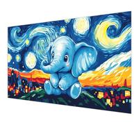 Lslomrqz Diamond Painting Elephant Diamond Art Starry Sky Round Crystal Art Kits for Adults Gift, DIY Sequin Gem Full Drill Painting Crafts for Adults Kits, Home Art Pictures Decor 21.7x43.3in K#-820