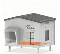 Lslpin Large Indestructible Heated Cat House for Outside Winter, Weatherproof & Elevated, Escape Door, Insulated Cat House, Outdoor Feral Cats Shelter with Heater for Stray Cats Kitty 20"*16"*18"