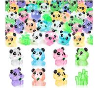 LSLYHTC 20PCS Mini Panda Toy Luminous Mini Resin Panda Cute Figurines Miniature, Glow in the Dark small i Bamboo Bulk for Cake Topper