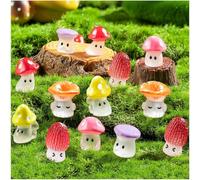 LSLYHTC 24Pcs Mini Resin Mushroom Figures for Fairy Garden Accessories
