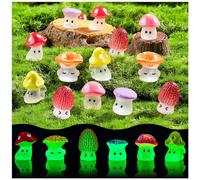 LSLYHTC 48Pcs Mini Resin Mushroom Figures for Fairy Garden Accessories, Glow in The Miniature Figurines, Cute Tiny Mushroom Animals Trinkets for Terrarium Decor and Micro Craft