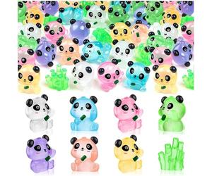 LSLYHTC Luminous Mini Panda Figurines, 20 Pcs Glow in the Dark Miniature Resin Animals for Cake Topper Micro Landscape Dollhouse Garden DIY Decor