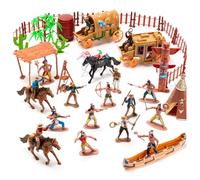 LSLYHTC Native American Indians Figures Toys Set, West Cowboys Kit for School Project and Kids Educational