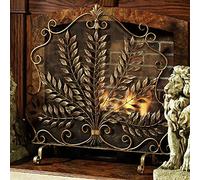 LSMK Vintage Fire Guard For Fireplace Open Fire Pit Wood Burners, Baby Safety Fireplace Screen Mesh Fence With Leaves, Gas Log Heatilator Protector, Indoor Outdoor Deco/Ornamental