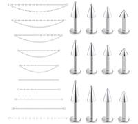 Lsnevsie 20G Flat Back Earrings Nose Rings Studs Chain Piercing Surgical Steel Spike Lip Nose Rings Stud Snake Bite Tragus Helix Conch Cartilage Earrings Piercing Jewelry For Women Men 20 Gauge Silver
