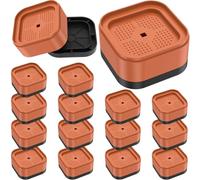 LSNNMU 16 Pcs Furniture Risers Plastic Stackable Leg Pad with Nonslip Bottom Versatile Bed Raising Blocks for Table Chair For Furniture(Brown)