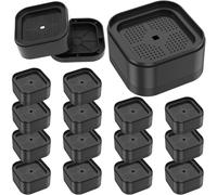LSNNMU 16 Pcs Furniture Risers Plastic Stackable Leg Pad with Nonslip Bottom Versatile Bed Raising Blocks for Table Chair For Furniture(Black)