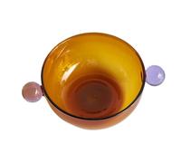 LSNNMU 2pcs Ice Cream Bowl with Handle Glass for Yoghurt Colorful Tableware Soup Heat Resistant for Ice Cream(Brown)