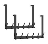 LSNNMU 3 Pcs Over The Door 12 Hooks Punch-Free Home Behind Hanger Hat Towel Clothes Key Kitchen Bathroom Storage Rack for Clothes(Black)