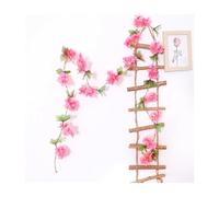 LSNNMU Artificial Hanging Flowers 2 Pcs 230cm Cherry Blossom Artificial Flowers Sakura Garland Wedding Arch Backdrop Garden Home Party Decoration Silk Fake Plants Vine(Rose Red)