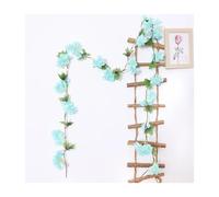 LSNNMU Artificial Hanging Flowers 2 Pcs 230cm Cherry Blossom Artificial Flowers Sakura Garland Wedding Arch Backdrop Garden Home Party Decoration Silk Fake Plants Vine(Blue)