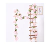 LSNNMU Artificial Hanging Flowers 2 Pcs 230cm Cherry Blossom Artificial Flowers Sakura Garland Wedding Arch Backdrop Garden Home Party Decoration Silk Fake Plants Vine(Deep Pink)