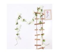 LSNNMU Artificial Hanging Flowers 2 Pcs 230cm Cherry Blossom Artificial Flowers Sakura Garland Wedding Arch Backdrop Garden Home Party Decoration Silk Fake Plants Vine(White)