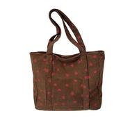 LSNNMU Beach Bag Corduroy Handbag Strawberries Beach Bag Fashionable Versatile Shoulder Bag LargeCapacity Simple Commuter Women's Tote Bag(Brown)
