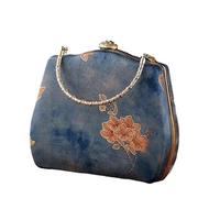 LSNNMU Embroidery Evening Bag Women's Bag Flower Embroidery Messenger Elegant Noble Dinner Shell(Blue)