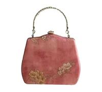 LSNNMU Embroidery Evening Bag Women's Bag Flower Embroidery Messenger Elegant Noble Dinner Shell(Red)