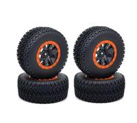 LSNUIND RC Cars Parts For Traxxas For Slash For Redcat For HSP For Desert For ZD For Racing 1/10 4Pcs For Buggy Short Course Truck RC Car Tires Wheels Hub Hex(Orange)