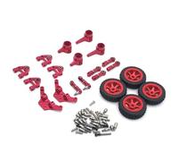 LSNUIND RC Steering Cup Models For WLtoys P929 P939 K969 K979 989 1/28 Metal Steering Cup For Swing Arm Shock Absorber Steering Rod Drift Wheel Hub Set RC Car Parts Replacement(Red)