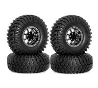 LSNUIND RC Tire Set For Axial For SCX10 FCX10 UTB18 For TRX4 1/10 RC Crawler Car Mud Tires Set With Aluminum Beadlock Wheel Rims RC Crawlers(B)