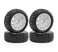 LSNUIND Rc Upgrades Spare For Arrma For Traxxas For 2S For Typhon For Grom 1/18 4PCS Wheel Hubs Wolf Tooth Tires High-Toughness 55A Rubber Rc Parts(WHITE)