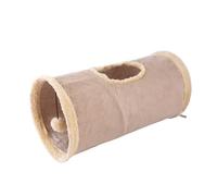 LSOAARRT Cat Tunnel Toy, Cat Play Tunnel Tube, Collapsible Toy with 1 Hole and suspended ball for Rabbits and Kittens (khaki)