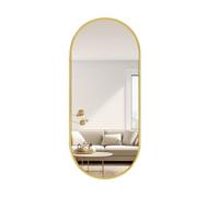 Lsoiup 40x80cm Bathroom Mirror, Gold Oval Mirror for Wall, Metal Framed Vanity Mirror, Oval Mirrors for Wall Decor, Living Room, Bedroom, Batnroom, Entryway