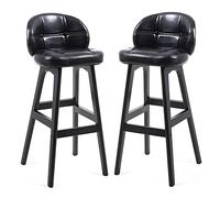 Lsoiup Metal Bar Stools Counter Height Bar Stools Faux Leather Stool, Solid Wood Dining Chairs Shop Stool with Backrest Indoor Kitchen Counter Chairs for Kitchen Island, 2PCS