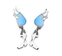 Lspbfkq Motorcycle Bar End Mirrors For Universal 8mm 10mm Chrome Billet Mirrors Flamed Stems 3D Flames(Silver)