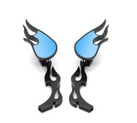 Lspbfkq Motorcycle Bar End Mirrors For Universal 8mm 10mm Chrome Billet Mirrors Flamed Stems 3D Flames(Black)