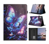 LSPCASA Case for Lenovo Idea Tab 11 Inch 2025 TB-336ZU TB-336FU Flip PU Leather Protective Case with Stand Function Card Slots Pen Holder for Lenovo Idea Tab 11 Inch Tablet Case Blue Morpho Butterfly
