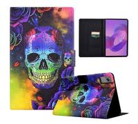 LSPCASA Case for Lenovo Idea Tab Plus 12.1 Inch 2025 TB361ZU TB361FU Case Lenovo Idea Tab Plus 12.1 Inch PU Leather Folio Flip for with Stand Card Slots Wallet Tablet Case Colourful Skulls