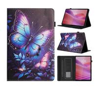 LSPCASA Case for Lenovo Tab 10.1 Inch 2025 Inch TB-311FU TB-311XU Folio Flip PU Leather Protective Tablet Case with Stand Function Pen Holder Tablet Case for Lenovo Tab 10.1 Inch Blue Morpho Folding