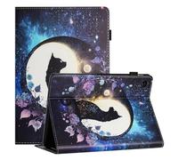 LSPCASA Case for Lenovo Tab 10.1 Inch 2025 Inch TB-311FU TB-311XU Folio Flip PU Leather Protective Tablet Case with Stand Function Pen Holder Tablet Case for Lenovo Tab 10.1 Inch Moon Cat