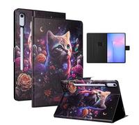 LSPCASA Case for Samsung Galaxy Tab S10 FE Plus 13.1 Inch PU Premium Leather Flip Case with Card Slots and Stand Function Tablet Case for Samsung Galaxy Tab S10 FE+, Cat