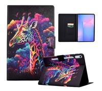 LSPCASA Case for Samsung Galaxy Tab S10 FE Plus 13.1 Inch PU Premium Leather Flip Case with Card Slots and Stand Function Tablet Case for Samsung Galaxy Tab S10 FE+, Coloured Giraffe