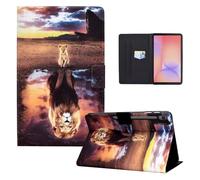 LSPCASA Case for Samsung Galaxy Tab S10 Lite 10.9 Inch 2025 Case SM-X400 SM-X406B PU Leather Folio Flip for Samsung Galaxy Tab S10 Lite with Stand and Card Slots Wallet Tablet Case Leopard Lion