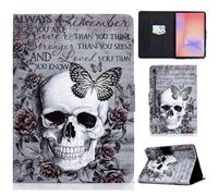 LSPCASA Case for Samsung Galaxy Tab S10 Lite 10.9 Inch 2025 Case SM-X400 SM-X406B PU Leather Folio Flip for Samsung Galaxy Tab S10 Lite with Stand and Card Slots Wallet Tablet Case Skull