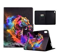 LSPCASA iPad Air 10th Gen Case - Tiger Color, Card Slots, Stand, Auto Wake/Sleep