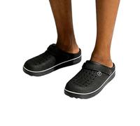 LSQBDFC Sliders Men's All-Season Casual Simple Everyday Solid Color Eva One-piece Flat Slip-on Breathable Perforated Closed-Toe Half-Slip Anti-kick Anti-Splash Fishing Shoes Beach Shoes-black-46