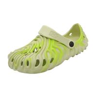 LSQBDFC Sliders Summer Men's Thick Bottomed Slippers Anti-slip Beach Shoes Eva Material Protective Toe Couple Trendy Flip Flops-6691-green-45