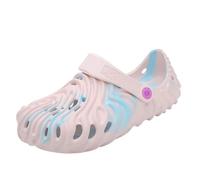 LSQBDFC Sliders Summer Men's Thick Bottomed Slippers Anti-slip Beach Shoes Eva Material Protective Toe Couple Trendy Flip Flops-6691-pink-42