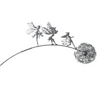 LSQCSN 3D Fairies Dandelions Art Sculpture, Dance Together Dandelions Stake Stainless Steel Art Elf Silhouette Ornament Sculpture for Outdoor Garden Lawn Yard, Faries and Dandelions Decor
