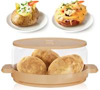LSQCSN Microwave Potato Cooker - Baked Potato Microwave Steamer, Snack Maker for Potatoes Meat Bacon and More, Cooks Tender & Fluffy Spuds in Minutes, Easy To Clean Dishwasher-Safe, BPA-Free - Clear