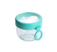 LSQCSN Portable Overnight Oats Jar with Lid & Spoon - 600ml Food Storage Container for Salad, Yoghurt, Cereal, Smoothie - Ideal Meal Prep & On-the-Go Breakfast (Bue)
