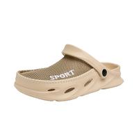 LSQSLBD Sliders Summer Men's Slippers Mesh Upper Slip On Platform Breathable Home Dual Use Mute Casual Sandals For Men Sandalias Hombre-khaki-44-45-china Mainland
