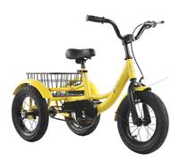 LSQXSS 12" Toddler Tricycle, Carbon Steel 3 Wheel Bikes Trikes with Rear Shopping Basket for Outing, Picnic,Adjustable Seat & Handlebar,Single Caliper Brake